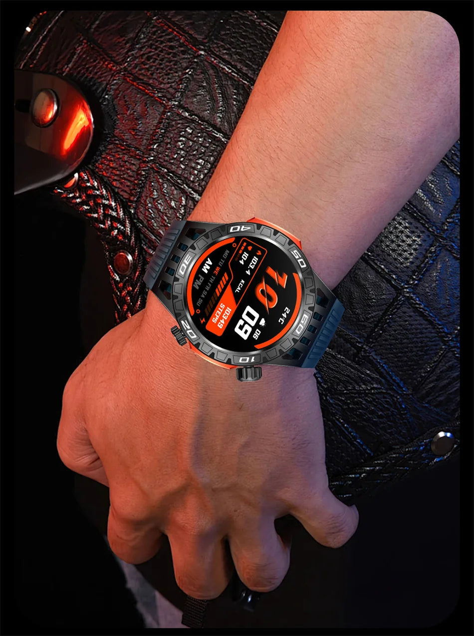 Montre intelligente étanche avec éclairage LED pour homme, boussole, tracker de fitness sportif, IP68, Bluetooth, conversation, Android, iOS