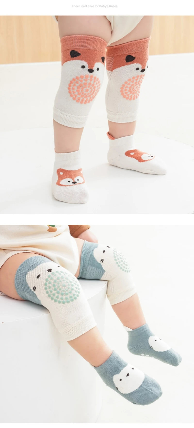Ensemble de genouillères et de chaussettes de sol pour bébé, coussin non ald inoling, protecteur de chaussettes pour tout-petits, genouillère de sécurité, fille et garçon, 2 pièces