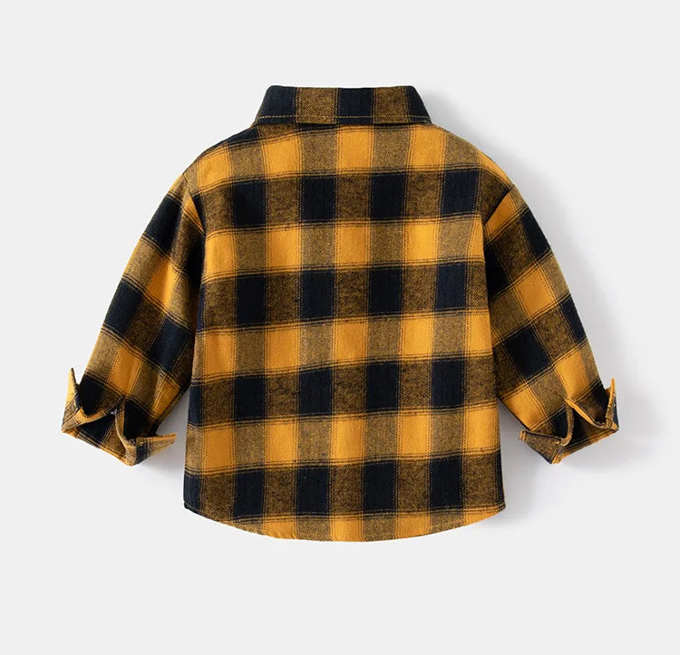 Chemises à manches longues en coton pour enfants, chemisier à carreaux, haut décontracté, vêtements pour bébé, col, garçons, 2-7 ans, nouveau, 2025