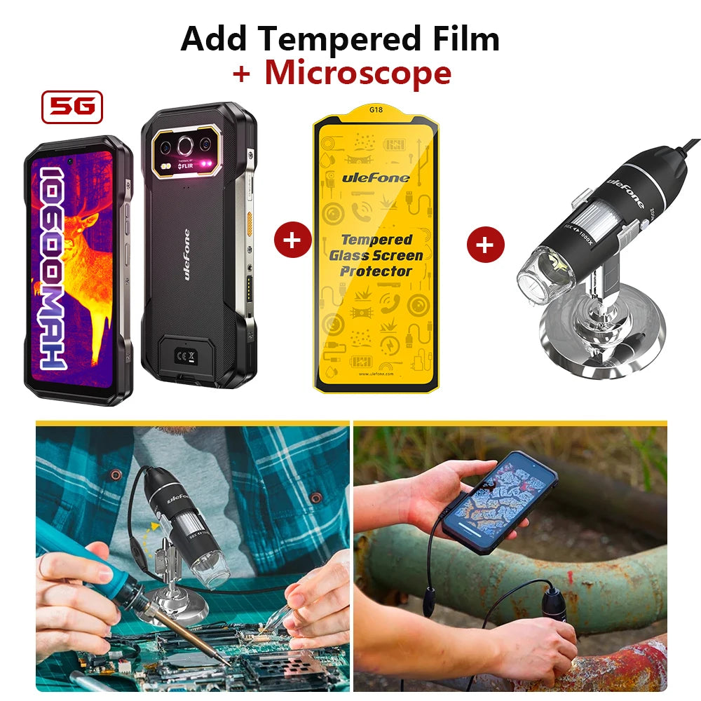 Ulefone Armor 27T Pro 5G Rugged Phone with THERMAL BY FLIR® 10600mAh Android 14 Smartphone 50MP+64MP 6.78" 24GB+256GB NFC Mobile Phone