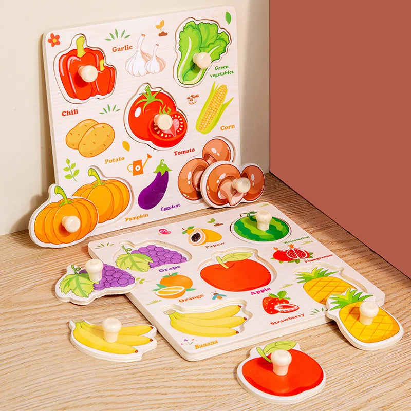 Jouets Montessori pour bébé, Puzzle 3d en bois, dessin animé, Intelligence animale, jouets éducatifs d'apprentissage précoce pour enfants