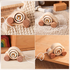 Jouets Montessori en bois pour bébé, 1 pièce, anneau de dentition de Bus de dessin animé, ours en bois de hêtre, voiture pour enfants, jouets éducatifs Montessori, cadeau