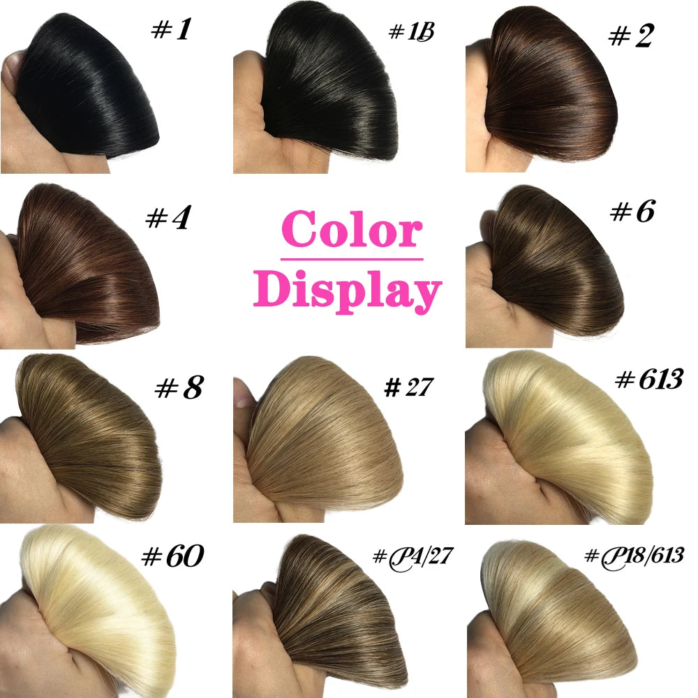 Bande dans les Extensions de cheveux humains droits Extensions adhésives de cheveux brésiliens trame de peau noir brun 100% vrais cheveux humains pour les femmes