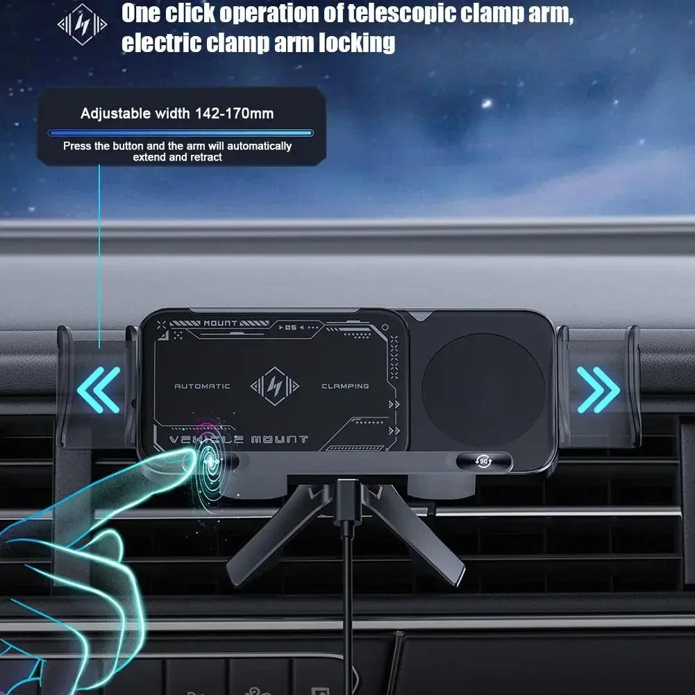 Support de téléphone portable/Pad Intelligent élevé, support de téléphone magnétique pour voiture, support de téléphone rotatif automatique 2 en 1, chargeur de voiture sans fil