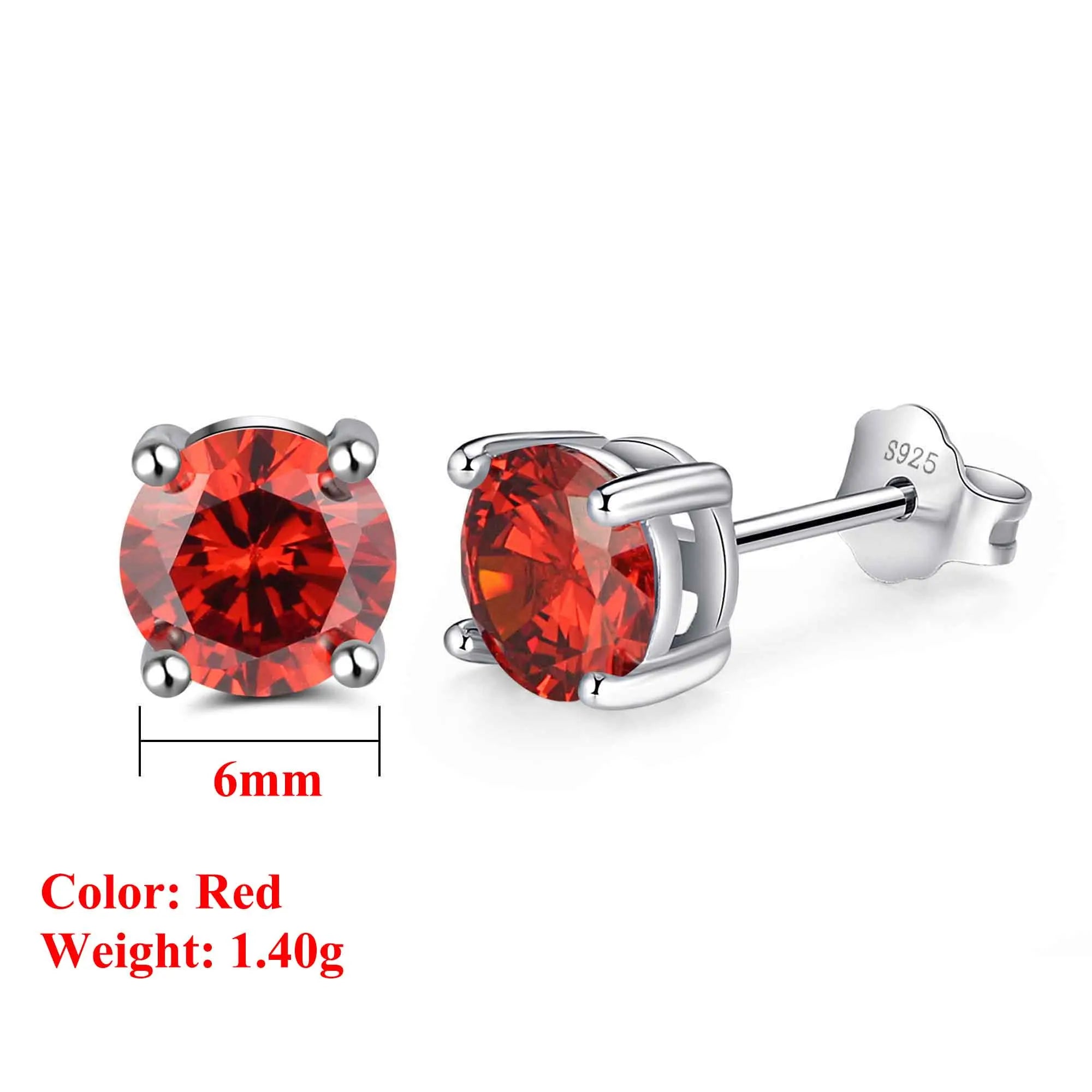 Effie Queen 925 boucles d'oreilles en argent Sterling pierre de naissance pour femmes AAA Zircon cubique 12 couleurs boucles d'oreilles mode fille bijoux SE84