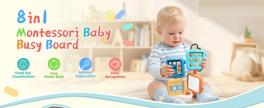 Planche occupée pour tout-petits, jouets sensoriels Montessori pour bébés, motricité Fine, avion de voyage, Cube d'activité, jouets cadeau pour garçons et filles