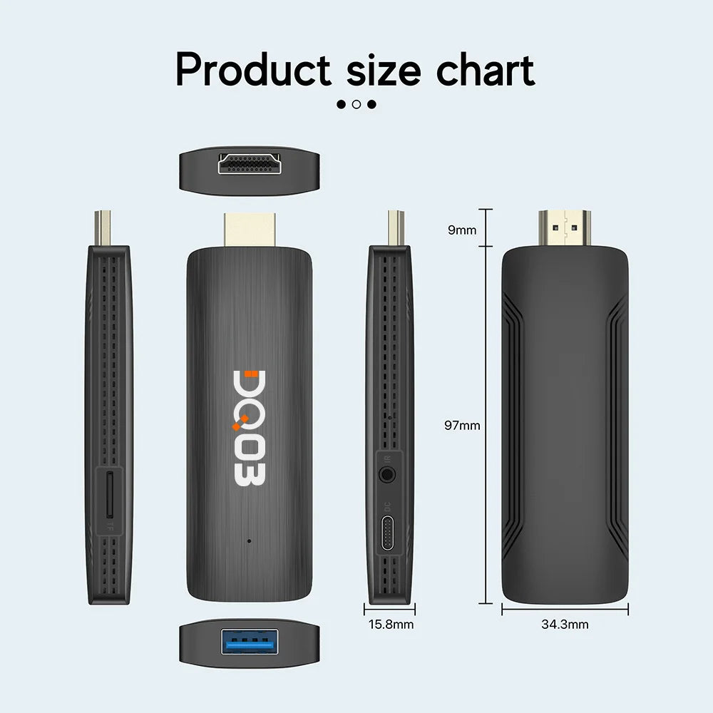 DQ03 Mini TV Stick, Façades, Android 10, Core ARM, Cortex A53, 2 Go, 16 Go, Support 4K, H.dissis, WiFi 2.4G et 5.8G Streaming Smart TV Box, 1 Go, 8 Go