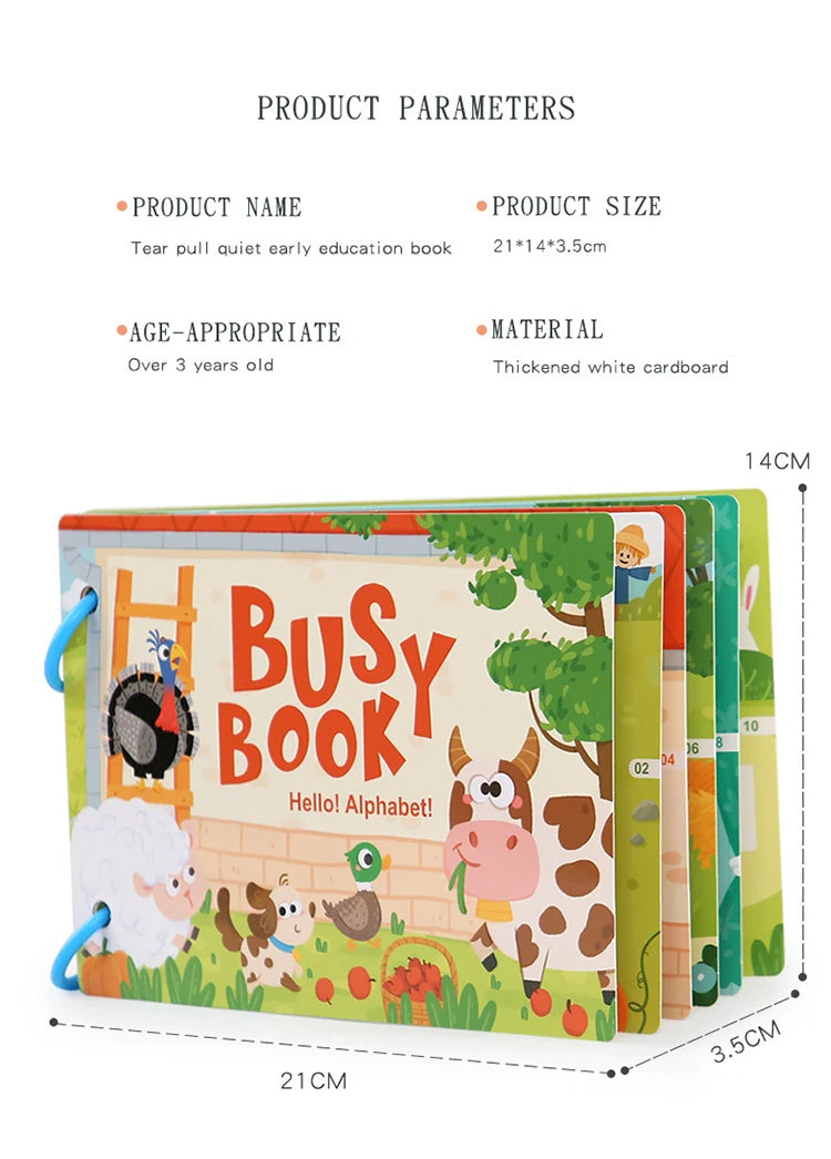 Livre Montessori pour bébé, mon premier livre silencieux, jouet éducatif pour l'apprentissage précoce, jeu assorti pour bébés de 2 à 3 ans
