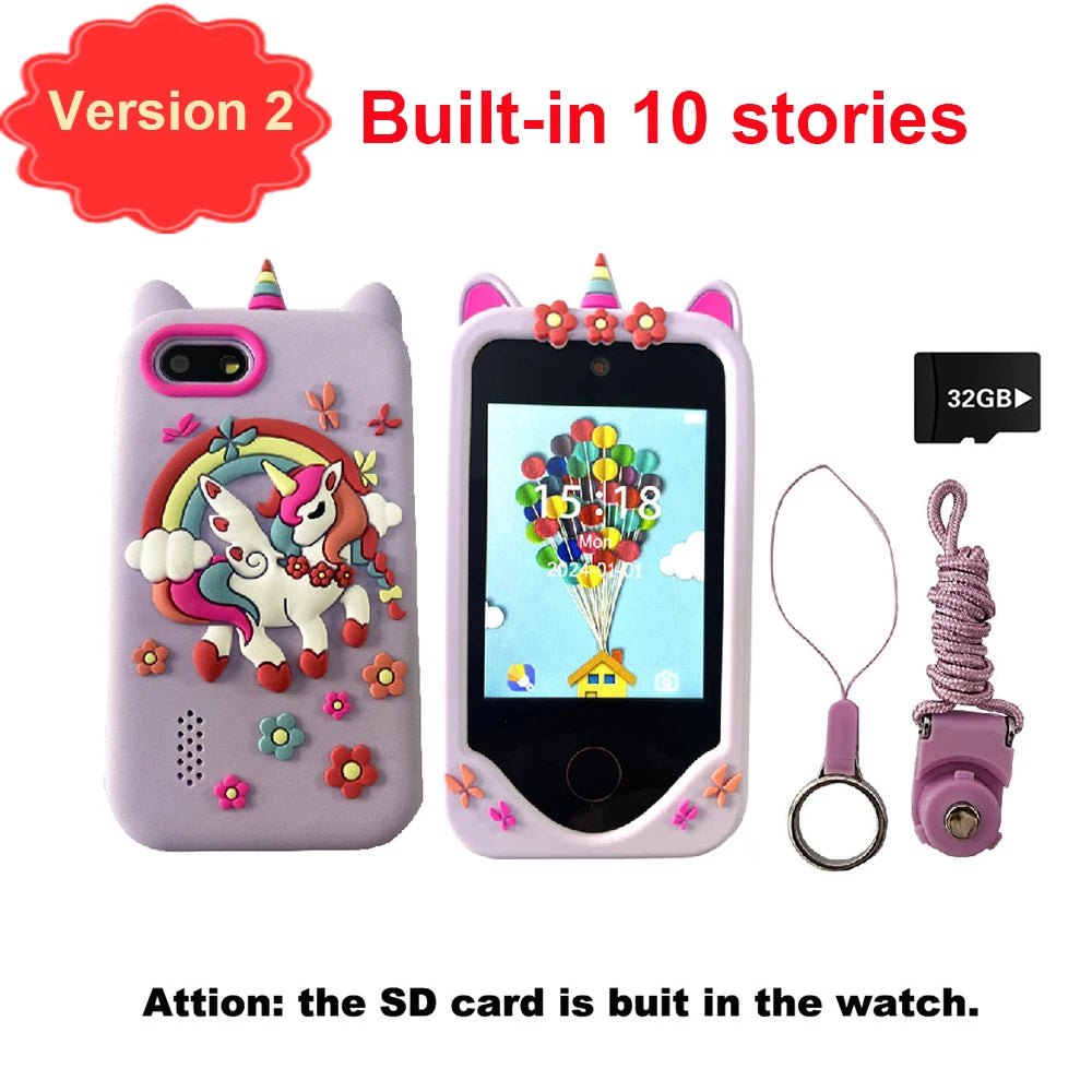 Jouets éducatifs pour téléphone pour enfants, 18 jeux, jouet Musical, caméra Selfie Mobile pour bébé avec carte TF 32G, jouets pour enfants, cadeaux d'anniversaire