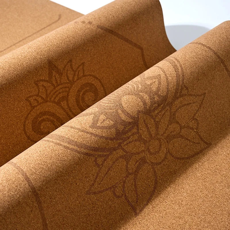 2025 Nouveau tapis de yoga de luxe en liège et caoutchouc naturel avec lignes d'alignement gravées au laser - Absorption des chocs, antidérapant, réduction du bruit