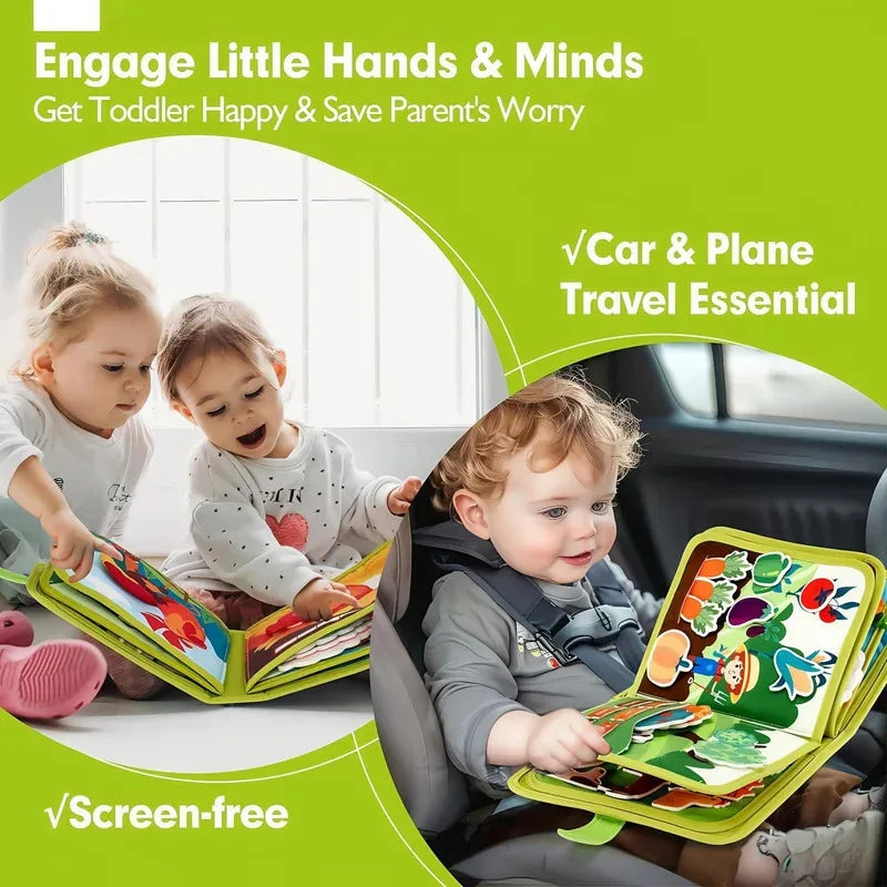Livre silencieux Montessori – Jouet d'activité pour animaux de ferme avec conte pour les tout-petits, apprentissage précoce des motricité fine