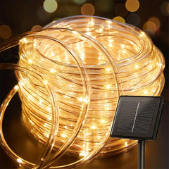 Solar string lights, outdoor tube rope lights, waterproof tube lights for outdoor home, garden, parties, and decorations. LED outdoor lights.