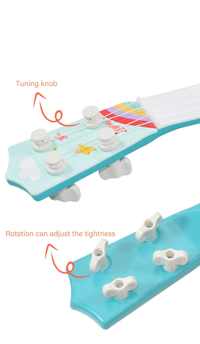 Jouet de guitare ukulélé pour tout-petits, Instruments de musique d'éducation précoce, Mini jouets d'apprentissage de guitare à 4 cordes, jouets interactifs Parent-enfant