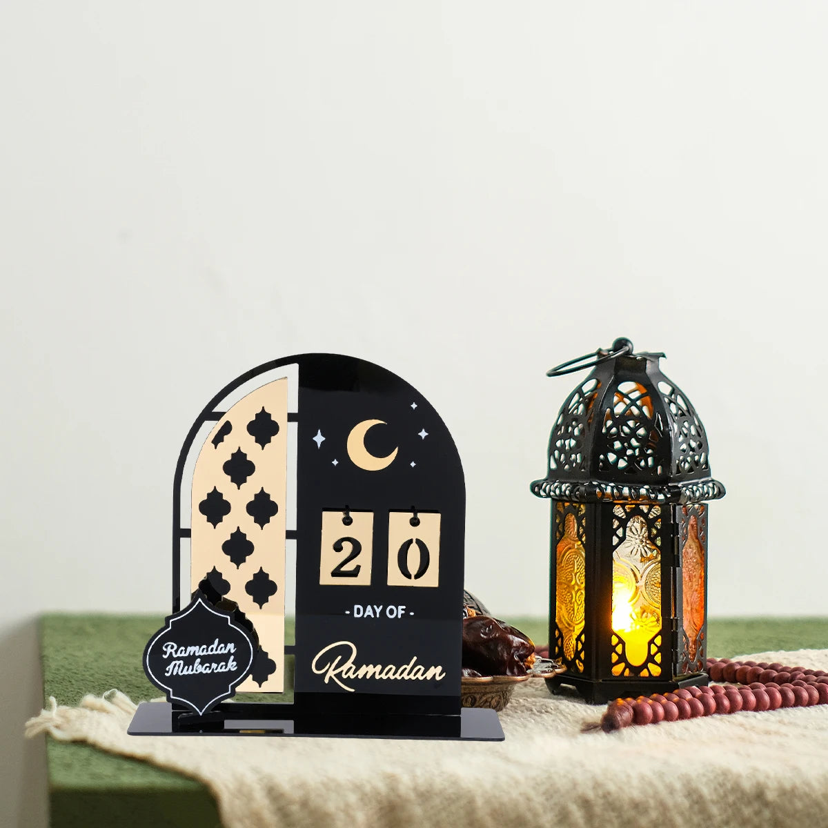 Calendrier de compte à rebours en acrylique pour Ramadan, ornements, cadeaux Eid Mubarak, décor pour la maison, fournitures de fête musulmane islamique 2025 Kareem