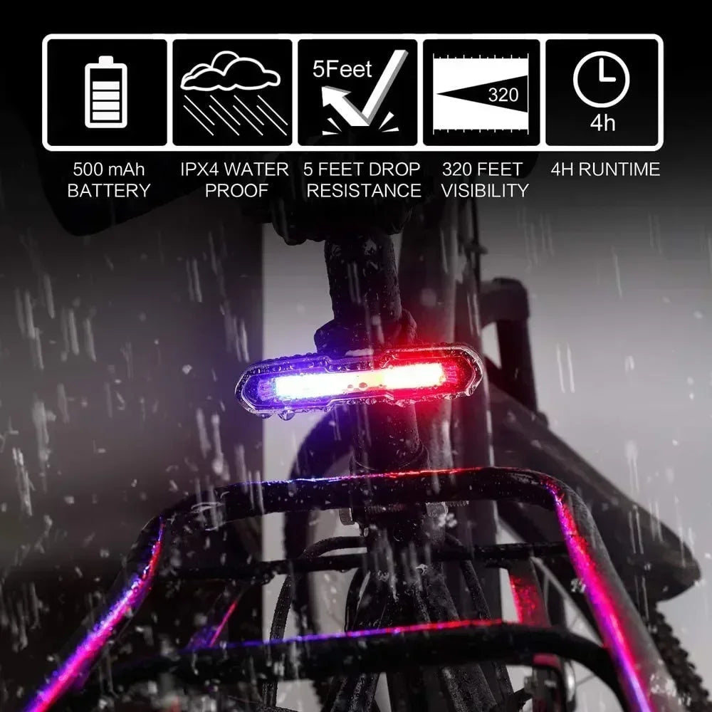 Enquêter arrière LED étanche pour vélo, aste par USB, éclairage de vélo clignotant, lampe à iode de sécurité, accessoires de lanterne de vélo