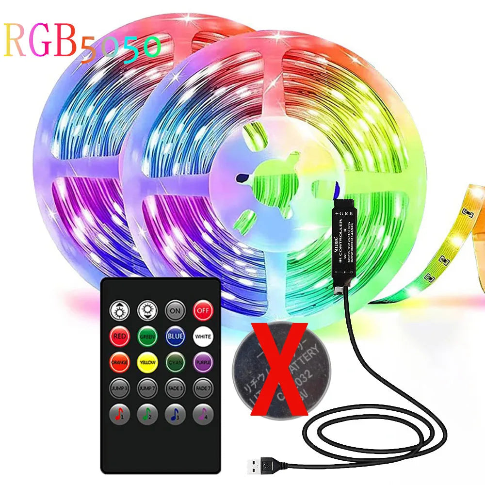 5V USB RGB 5050 LED strip light, Bluetooth app control, suitable for decorating bedrooms and children's rooms
