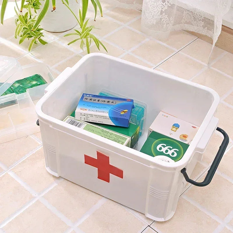 Trousse de premiers secours, boîte de rangement de médicaments, boîte d'urgence Portable, boîtes à médicaments domestiques à Double couche, Kit médical, organisateur de rangement