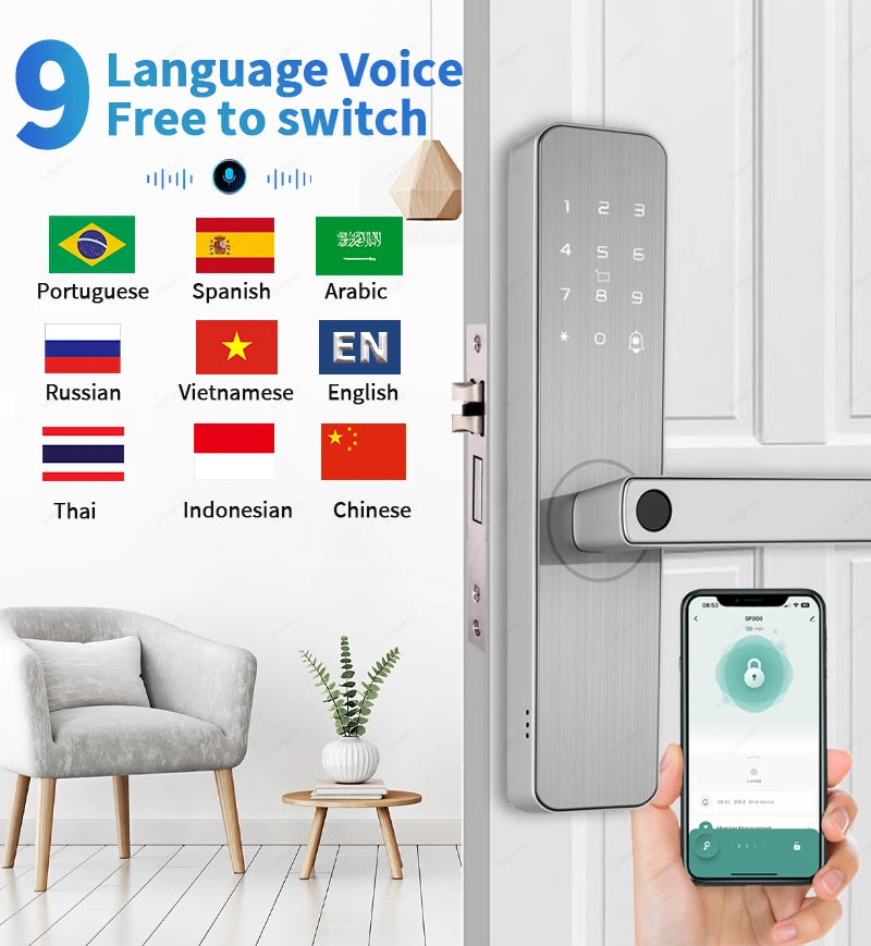 Serrure de porte intelligente pour maison et appartement, caméra d'Arabie Saoudite, WiFi