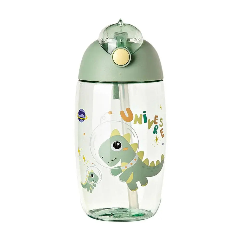 Bouteille d'eau dinosaure pour enfants avec paille en silicone, bouteille d'eau en plastique, tasse d'été pour enfants, 500ml