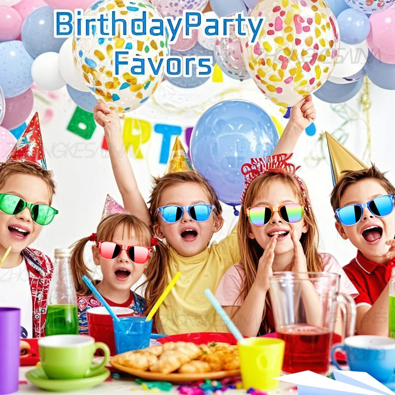 8 - 64pcs enfants lunettes de soleil cadeau de fête en vrac pour les enfants de 3 - 12 ans, lunettes de soleil translucides néon avec Protection UV 400, Pool birthday party Supplies Gift Bag pad