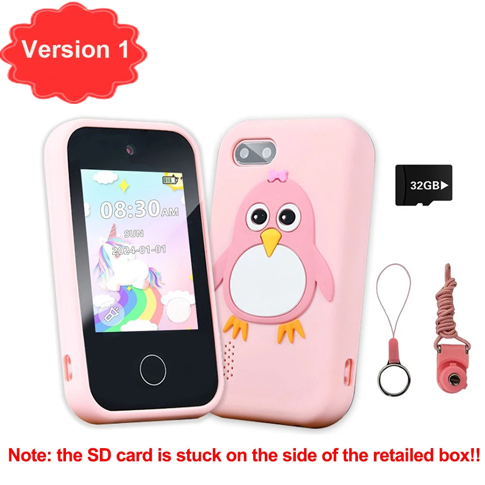 Jouets éducatifs pour téléphone pour enfants, 18 jeux, jouet Musical, caméra Selfie Mobile pour bébé avec carte TF 32G, jouets pour enfants, cadeaux d'anniversaire