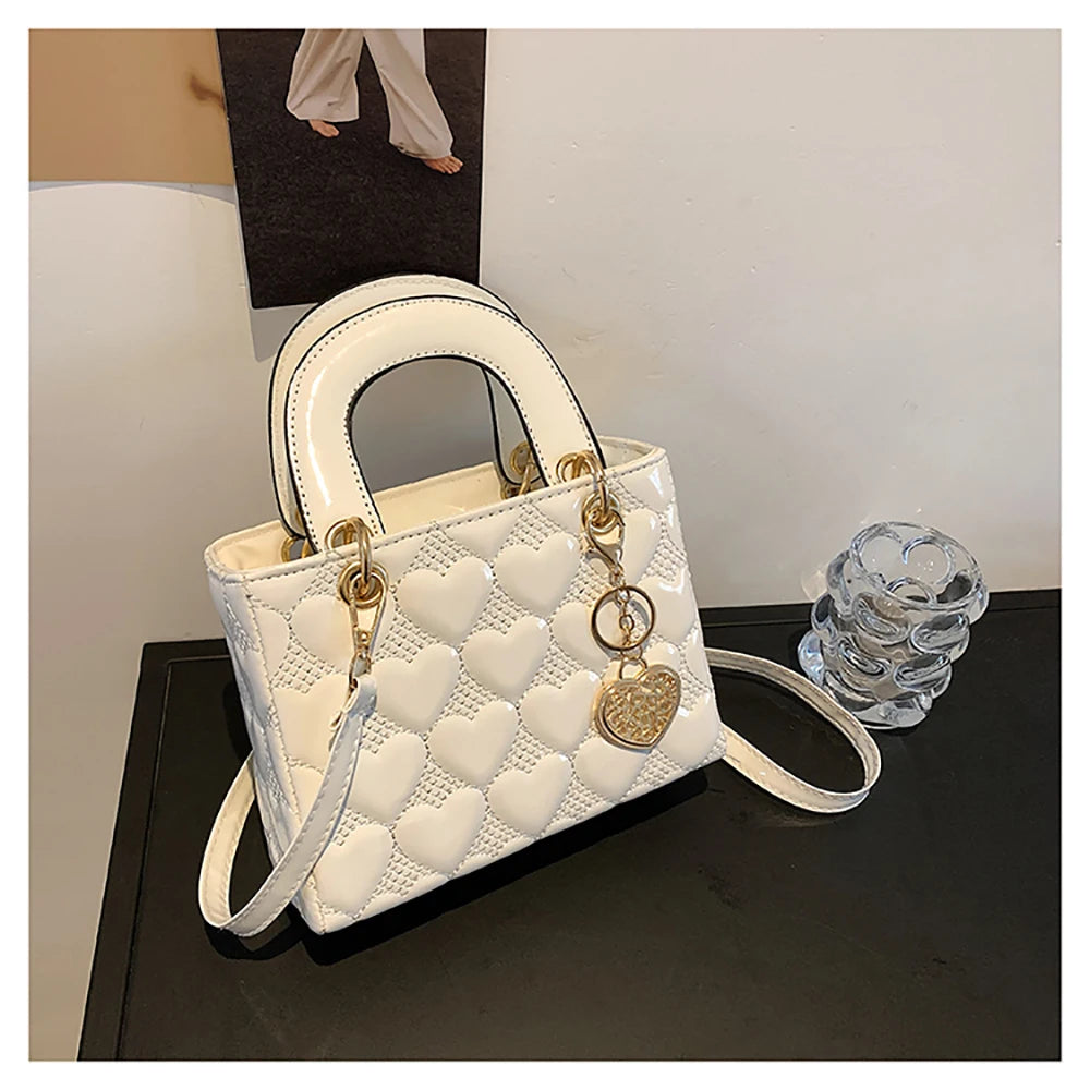 Red Love - Women's Patent Leather Handbag, Glossy Surface, High-End Design, Wedding Cuff Bag, Striking Shoulder Bag, New Fashion 