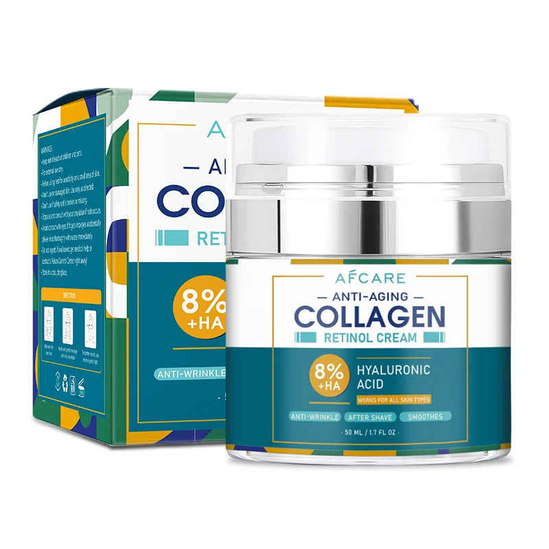 Crème hydratante au collagène au rétinol, 50ML, Anti-âge, pour le visage, dissolvant de rides, acide hyaluronique, éclaircissante, lissante, soins pour la peau