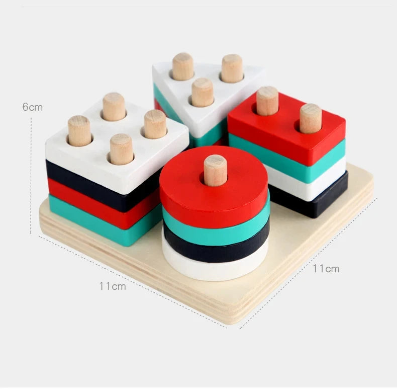 Puzzle Montessori pour enfants de 1 à 3 ans jouets en bois blocs de construction apprentissage document forme match