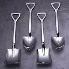 Set of 4 stainless steel scoop and pointed spoons, coffee spoon, tea spoon, ice cream spoon, dessert spoon, cutlery, dinnerware set, kitchen tools