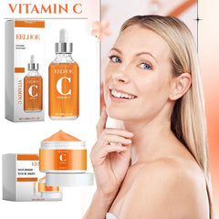 Sérum à la vitamine C et crème à la vitamine C pour le visage, série hydratante quotidienne, soin pour la peau hydraté et dodu, sérum éclaircissant, même le teint