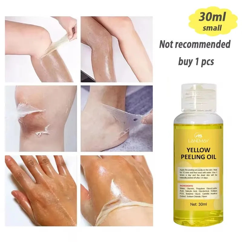 Huile de Peeling Jaune pour le Bain, Accessoire pour Blanchir la Peau Foncée, Éclaircir le Corps, les Coudes, les Genoux, la Main, Fréquence Exexponsive, Nourrir la Peau