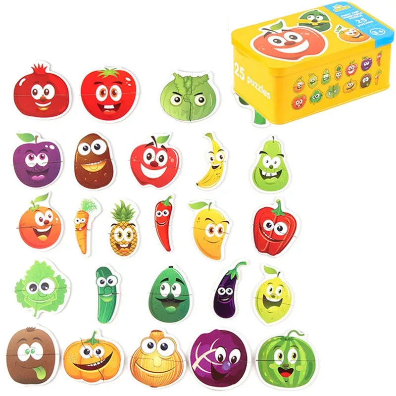 Puzzle en bois pour bébé jouets Montessori dos boîte en fer pour enfants de 2 3 et 4 ans
