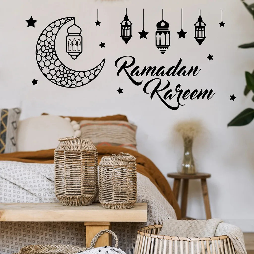 Ramadan wall stickers for wall decoration, Islamic Muslim wall stickers, Eid Mubarak, lantern, moon, star, window, Ramadan