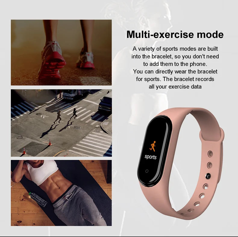 Waterproof sports smartwatch with activity, blood pressure and heart rate monitor, electric clock, new