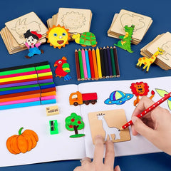 Jouets Montessori pour enfants, jouets de dessin, modèle de peinture en bois, pochoirs, jouets éducatifs d'apprentissage pour enfants, cadeau de noël