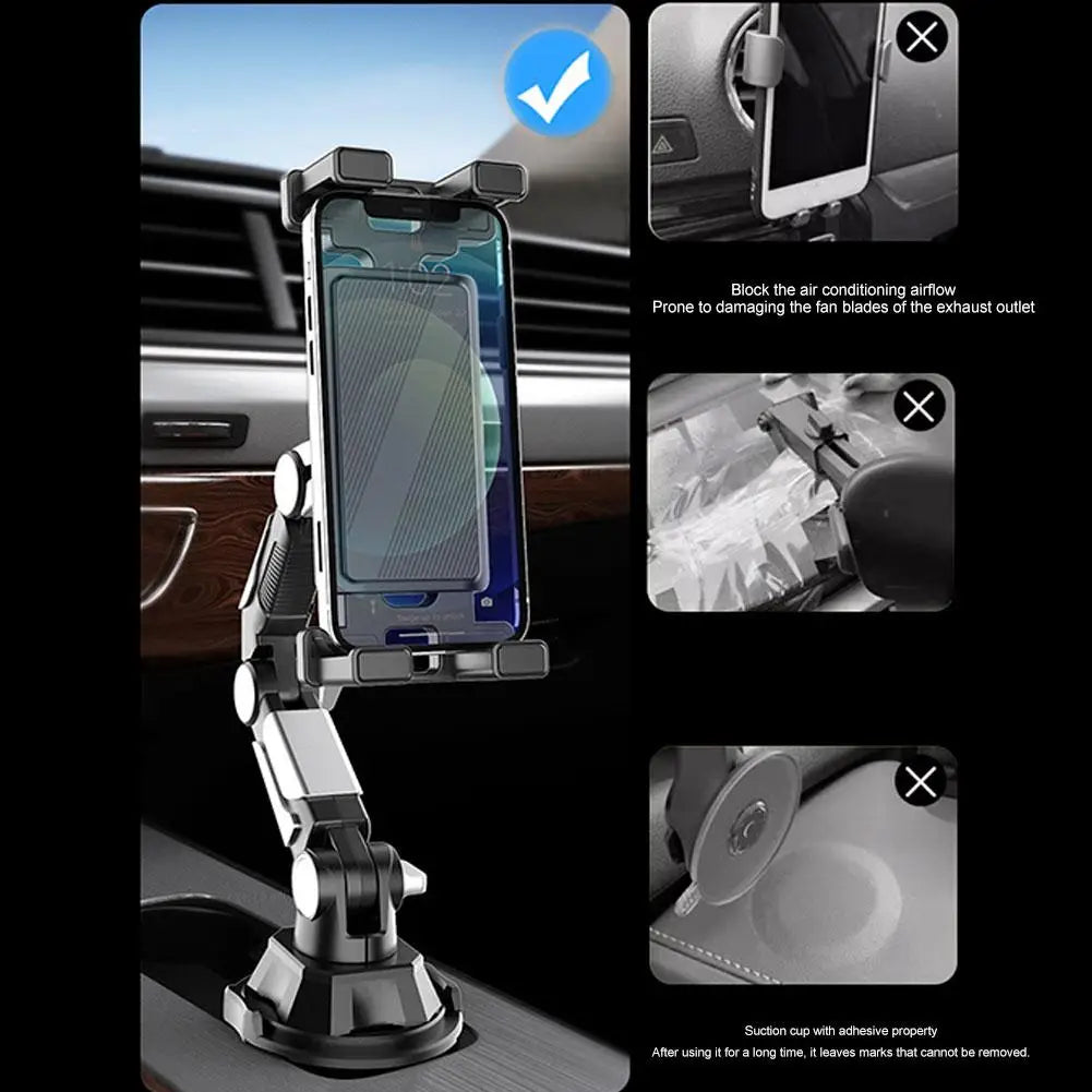 Support de téléphone portable magnétique pour voiture, rotation à 360 degrés, bras réglable, support de verre universel pour tablette et téléphone pour iPad Pro