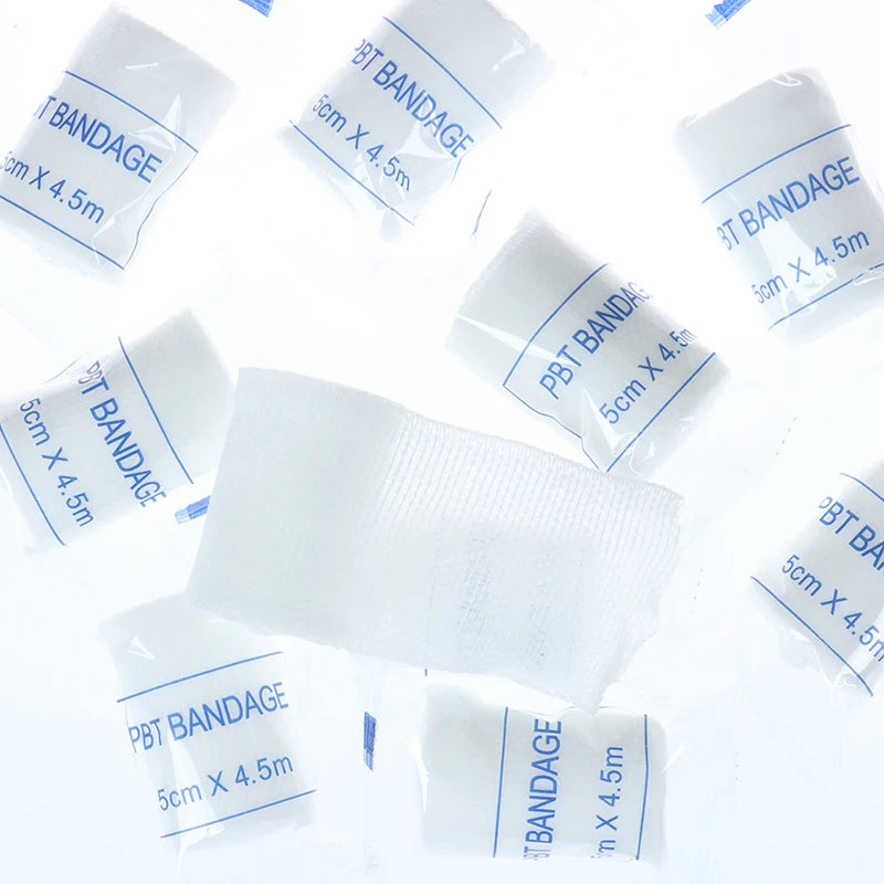 10 rouleaux/lot 5cm x 4.5m PBT pansement élastique trousse de premiers soins rouleau de gaze pansement