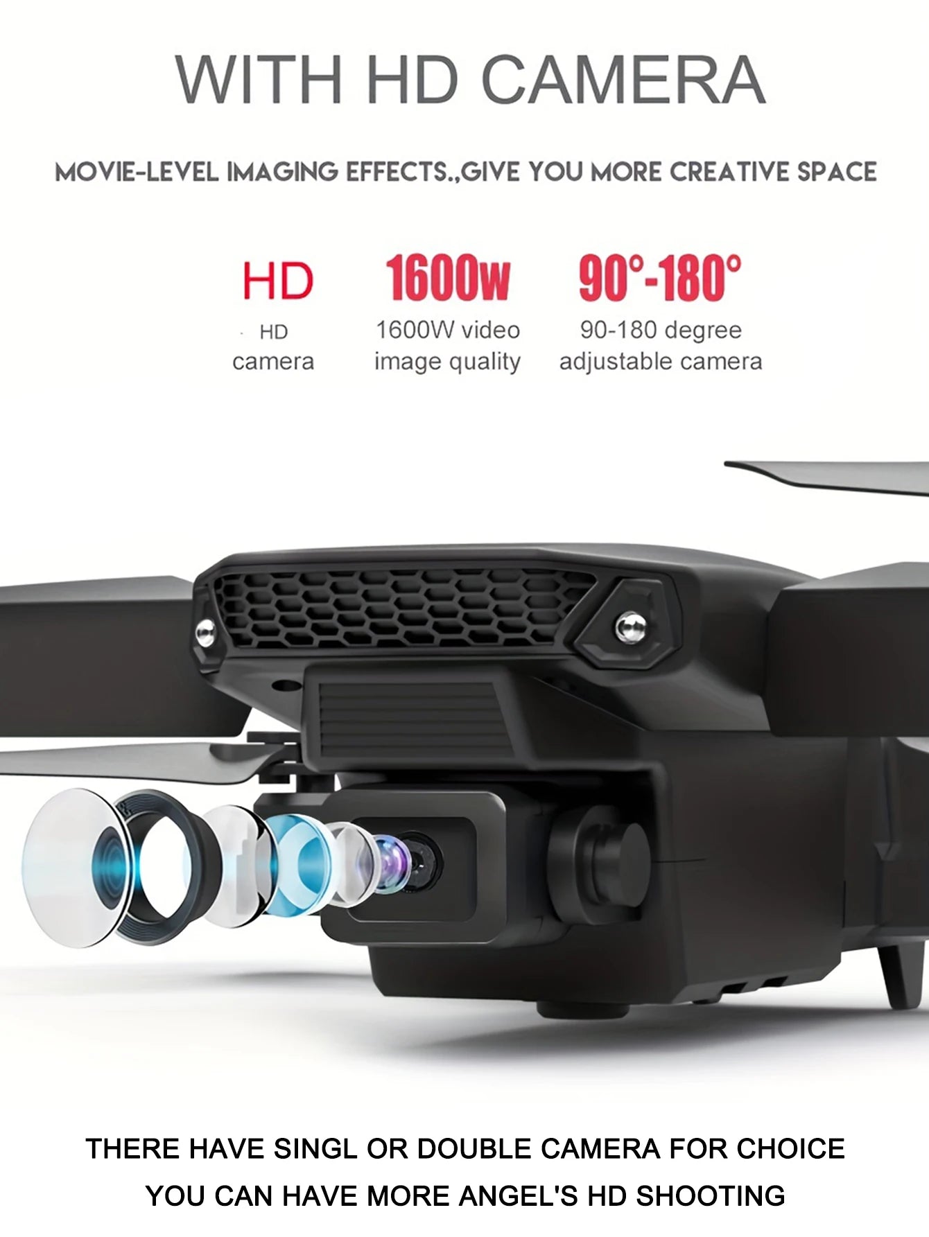 E88 4K Professional Drone, Wide-Angle HD Camera, WiFi FPV, Altitude Hold, Foldable RC Quadrotor Helicopter, Children's Toys (Camera Not Included)