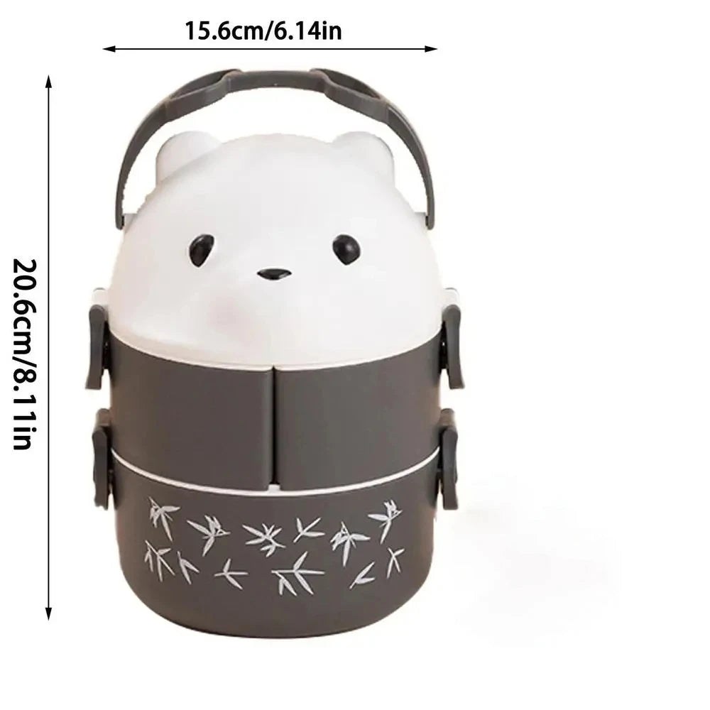 Boîte à lunch isotherme portable pour enfants, ensemble de conteneurs à lunch empilables, lunettes de dessin animé Bento, forme d'ours, récipient de stockage des aliments