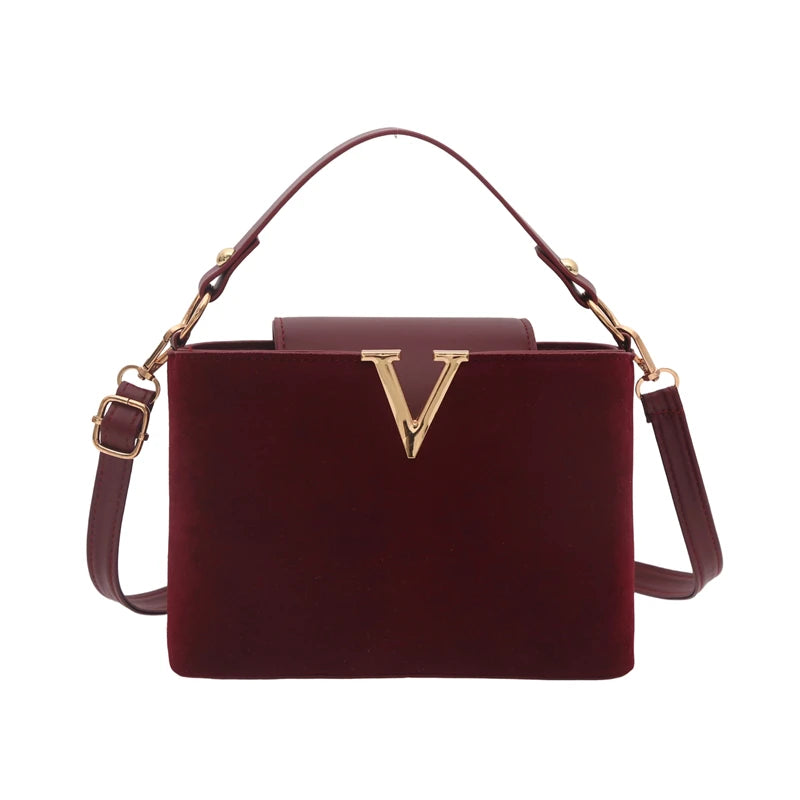Fashionable mini suede bag for women, faux suede tote bag, decorative handbag with locking buckle, shoulder bags 