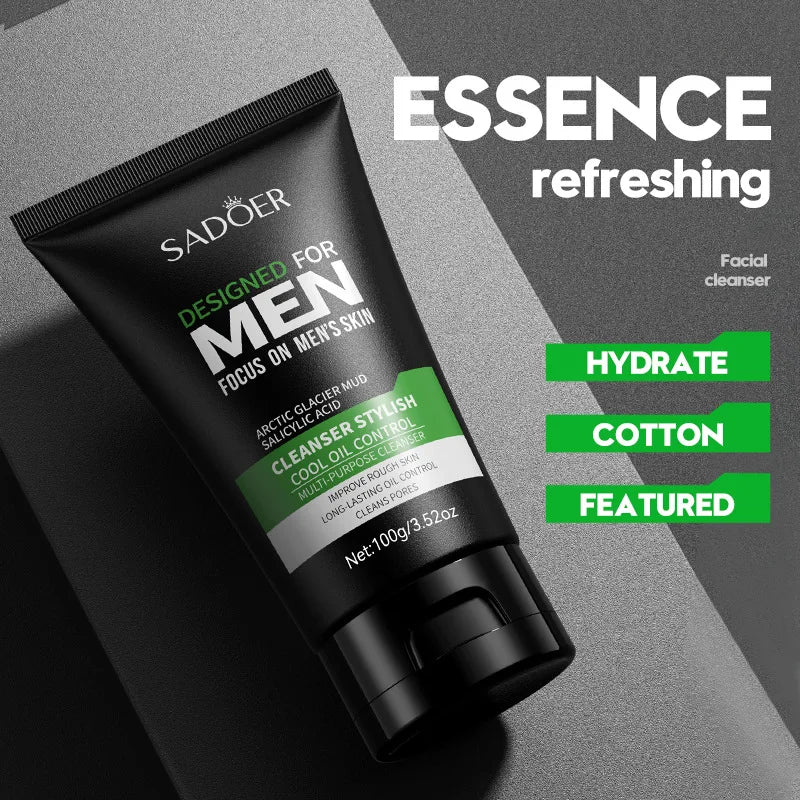 Nettoyant pour le visage frais parfum rafraîchissant nettoyage en profondeur hydratant raffermissant des pores nettoyant pour le visage pour hommes