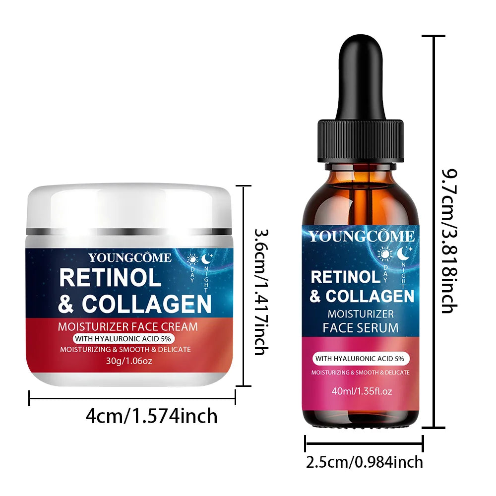 YOUNGCOME Crème au rétinol pour le visage à l'acide hyaluronique, hydratant anti-âge pour femmes et hommes pour le visage réduit les rides et la sécheresse