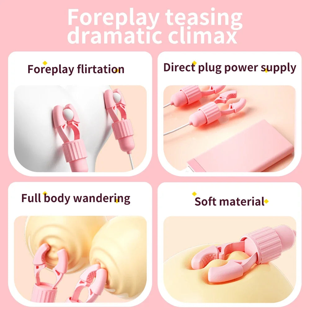 Stimulateur de mamelon sensible avec vibration – Appareil de plaisir à double action pour le bien-être et le massage intimes des femmes