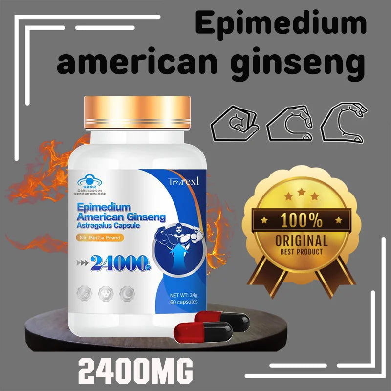Supplément de ginseng américain biologique 100 % pur non OGM - 60 capsules soutient la santé reproductive, l'endurance d'énergie naturelle