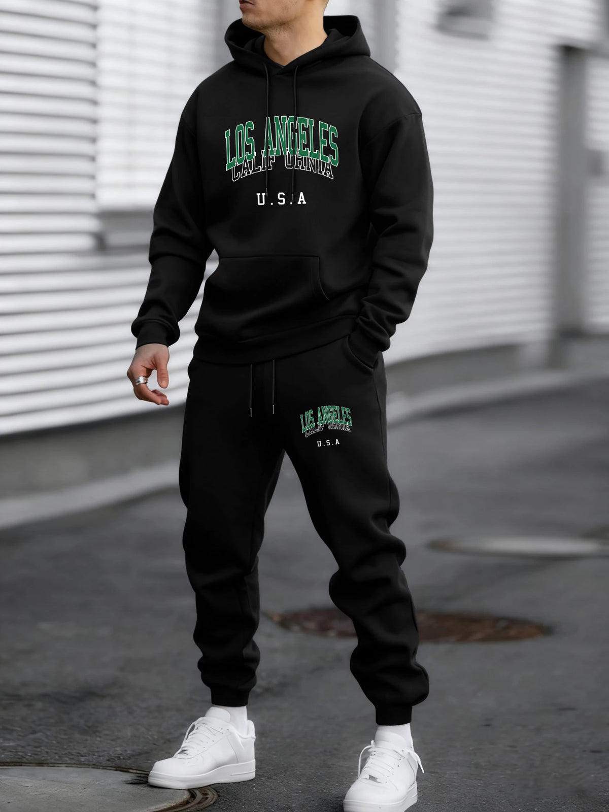 Famous California city in the United States, men's sportswear print, simple pants, fleece tops, warm autumn clothing, male fashion tracksuit