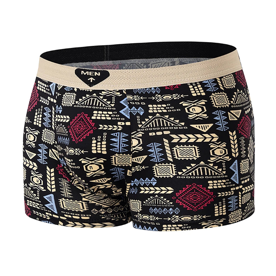 Fashionable and versatile printed underwear for men, 5-piece set, all seasons, comfortable, plus size, youthful boxer shorts, casual shorts