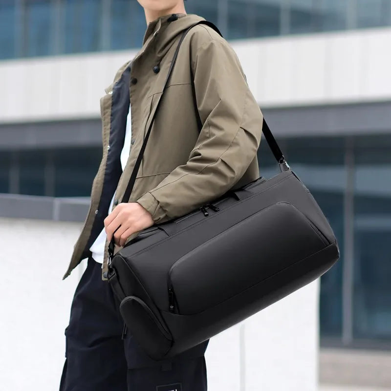 Sac de sport, sac à main de grande capacité, sac polochon de voyage portable, multi-compartiments avec rangement de chaussures, parfait pour les vacances, la salle de sport