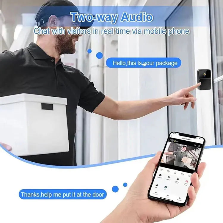 Caméra de sonnette vidéo Wi-Fi, interphone bidirectionnel, changement de voix pour la maison, vision nocturne HD, sans fil, batterie de sécurité intelligente, sonnette de porte