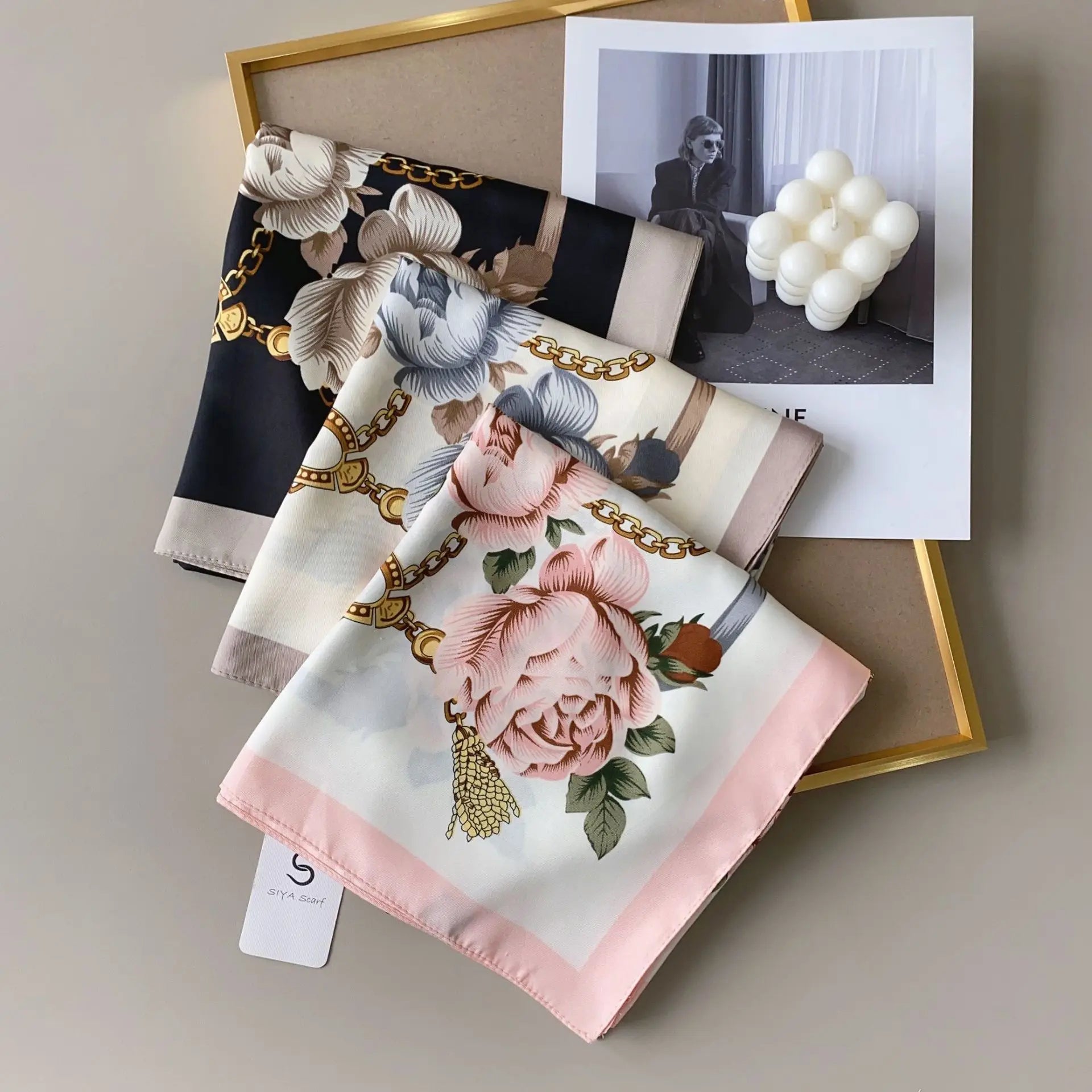 Foulard en sergé de fleurs pour femmes, châle de protection solaire, hijab féminin, enveloppes de cheveux, foulard de la présidence, bandanda, nouveau design