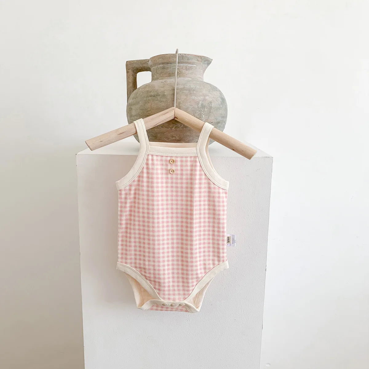Été nouveau-né bébé filles sans manches fronde Plaid tenues coton doux combinaisons infantile enfants vêtements de sport body